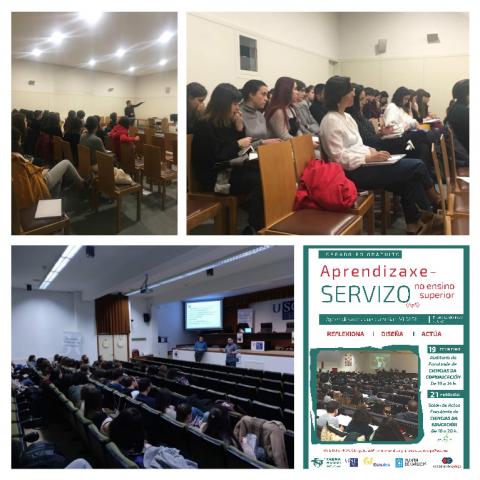 Imágenes y cartel del Taller sobre aprendizaje-servicio para estudiantes que se celebrará el 19 y 21 de febrero de 2019