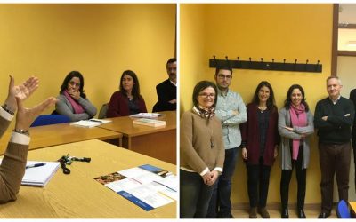 Encontro entre o GI Esculca e a Universidade Católica de Portugal para establecer acordos sobre a implementación da aprendizaxe-servizo neste organismo portugués.