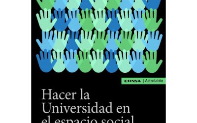 O profesor Miguel A. Santos, a profesora Mar Lorenzo e Ígor Mella Núñez autores do capítulo “Institucionalizando el aprendizaje-servicio en las universidades: expectativas y cautelas para una dinámica de crecimiento responsable” no libro “Hacer la universidad en el espacio social”